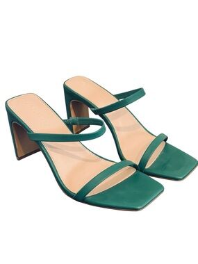 The Drop Green strappy open chunky heels sandals dress or casual shoes 8